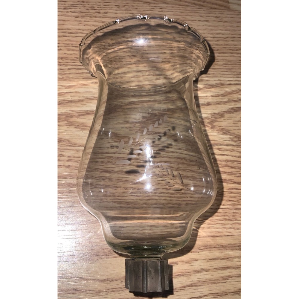 Vintage Homco Home Interiors Clear Wheat Etched Tall Candle Votive Holder 6"